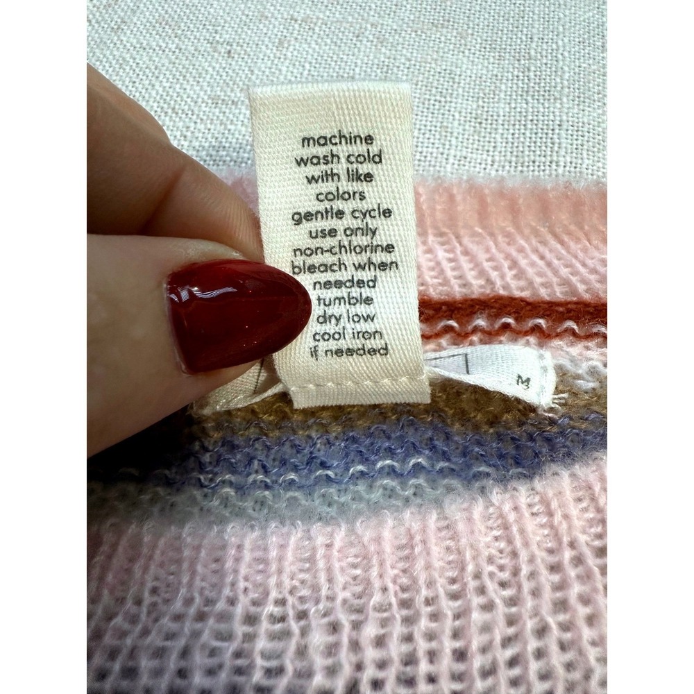 NWOT FULL TILT Striped Crewneck Pullover Sweater Pink Tan‎ Blue M grandmacore - Picture 4 of 7
